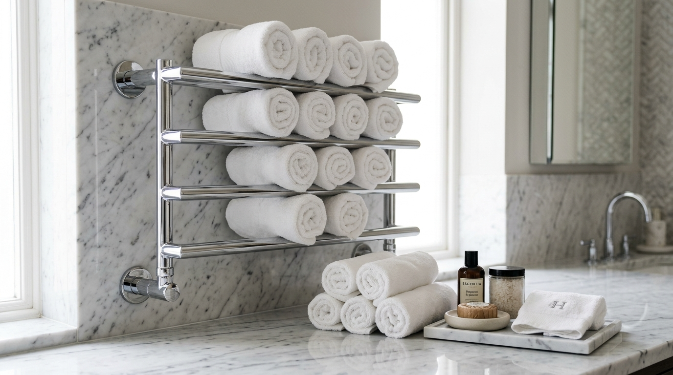 Install a multi hook rail to maximize a small wall